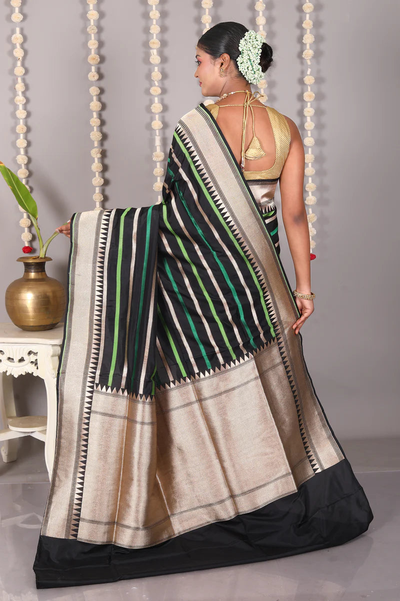 Black Pure Katan Silk Saree - Keya Seth Exclusive
