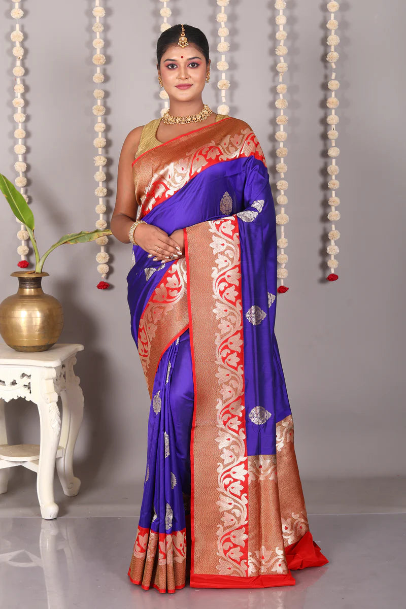 Royal Blue Pure Katan Silk Saree - Keya Seth Exclusive