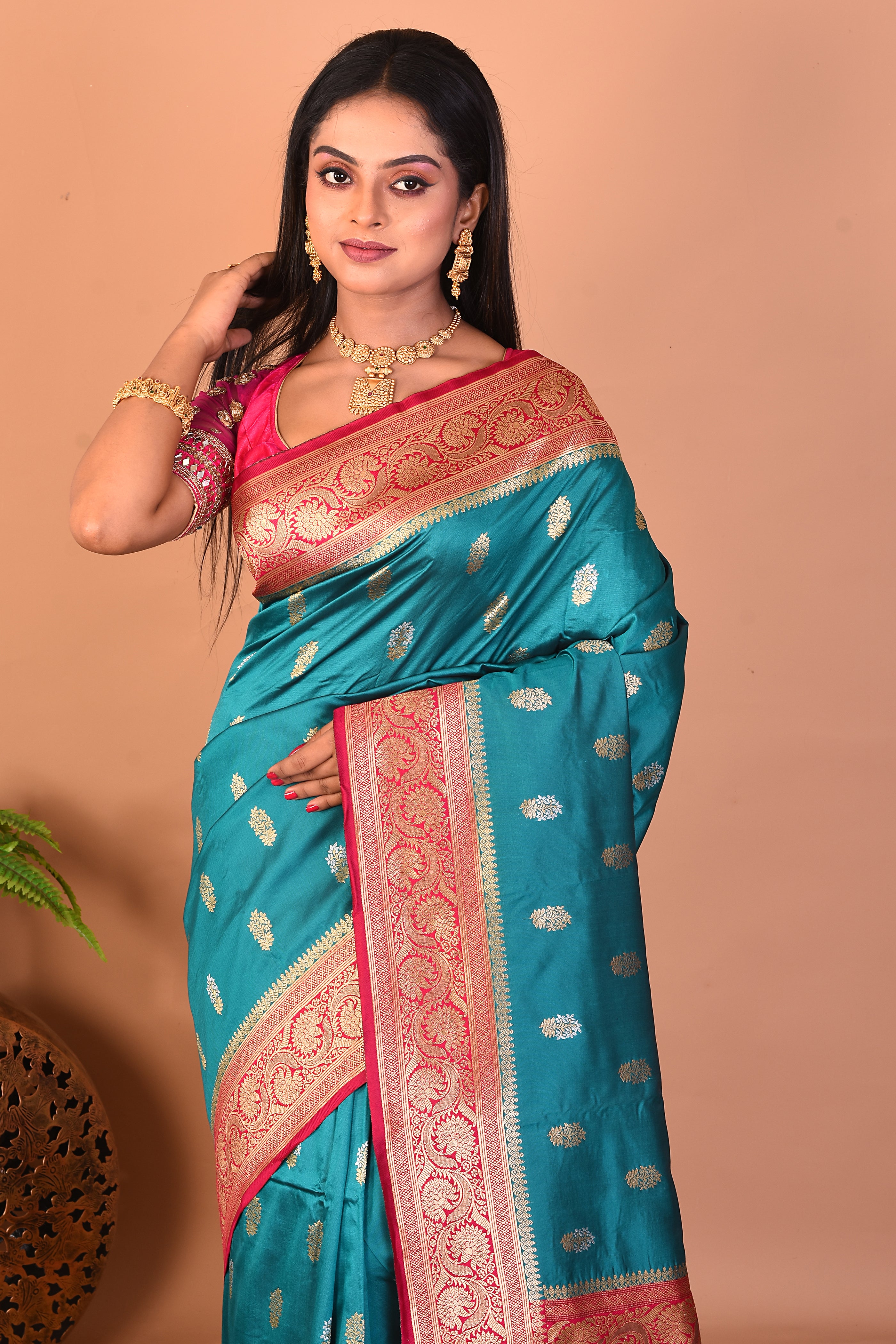 Rama Green Blended Katan Silk Saree - Keya Seth Exclusive
