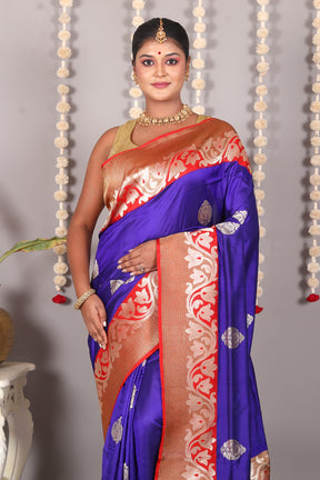Royal Blue Pure Katan Silk Saree - Keya Seth Exclusive