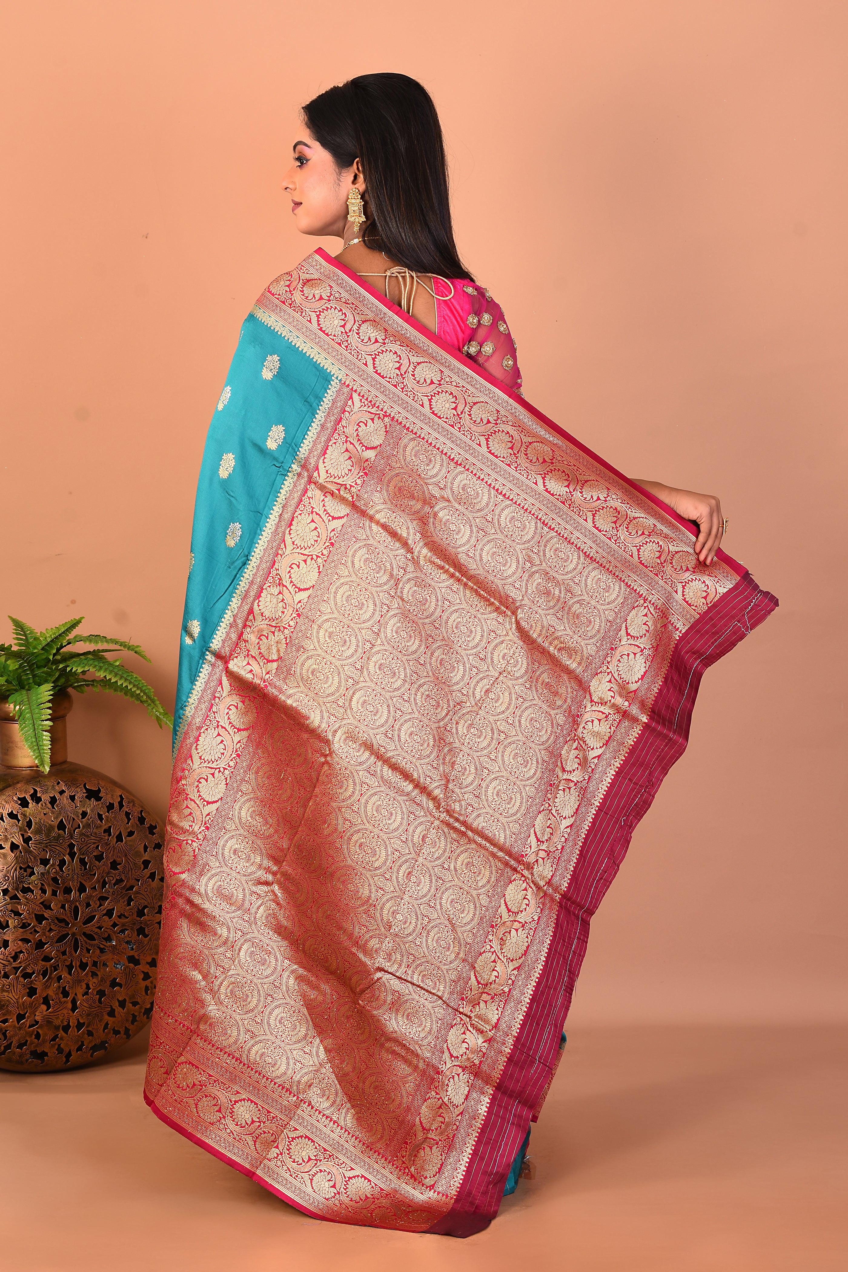 Rama Green Blended Katan Silk Saree - Keya Seth Exclusive