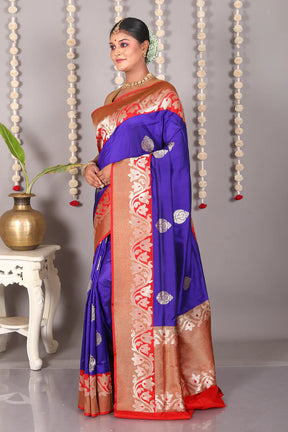 Royal Blue Pure Katan Silk Saree - Keya Seth Exclusive