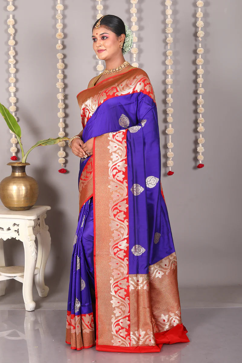 Royal Blue Pure Katan Silk Saree - Keya Seth Exclusive