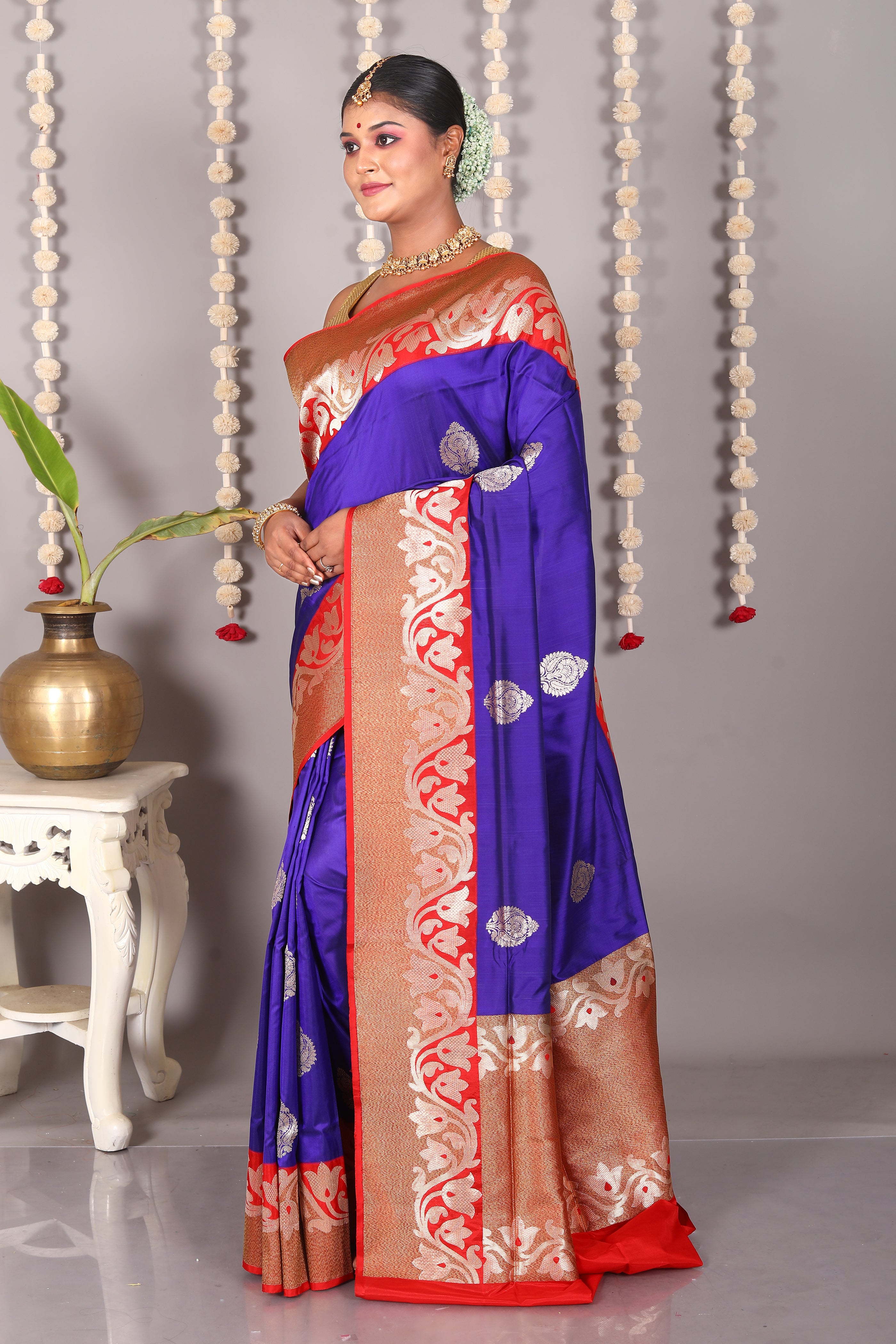 Royal Blue Pure Katan Silk Saree - Keya Seth Exclusive