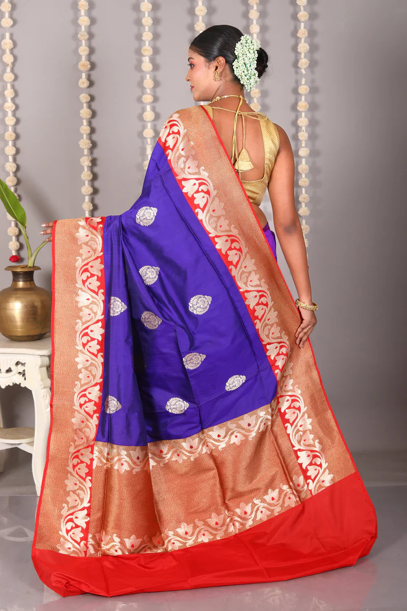 Royal Blue Pure Katan Silk Saree - Keya Seth Exclusive