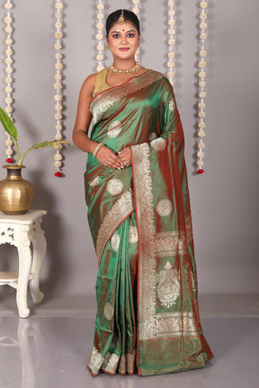 Dual Tone Green Pure Katan Silk Saree - Keya Seth Exclusive