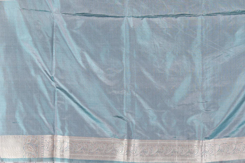 Light Blue Pure Katan Saree - Keya Seth Exclusive