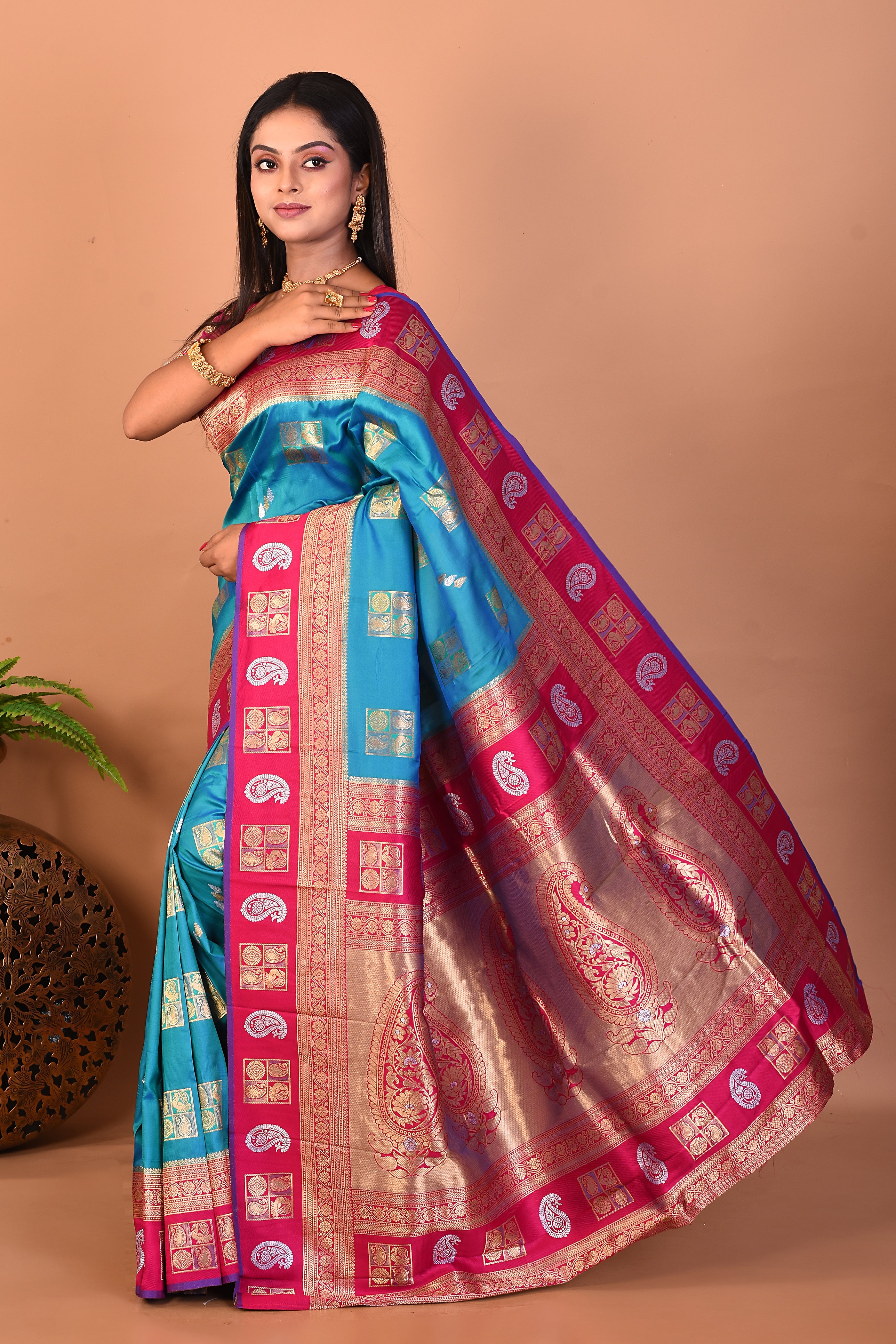 Blue Blended Kanjivaram Silk Saree - Keya Seth Exclusive