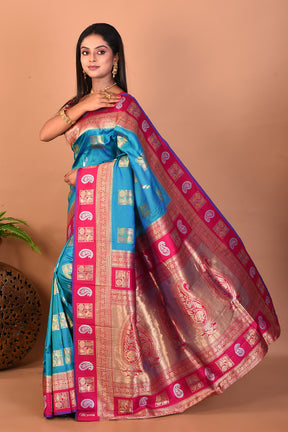 Blue Blended Kanjivaram Silk Saree - Keya Seth Exclusive