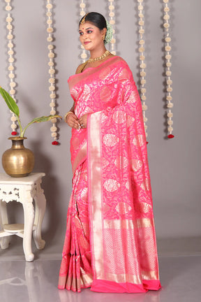 Light Pink Pure Katan Silk Saree - Keya Seth Exclusive