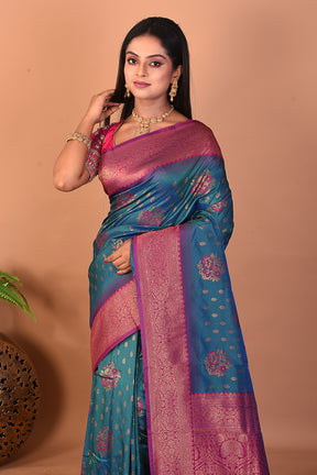 Midnight Blue Blended Katan Silk Saree - Keya Seth Exclusive