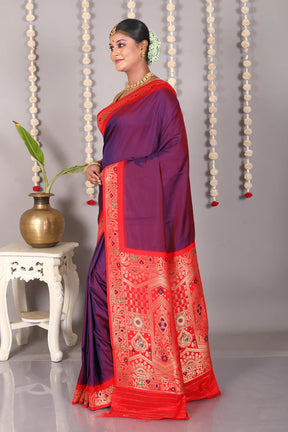 Dual Tone Purple Blended Mashru Silk Saree - Keya Seth Exclusive