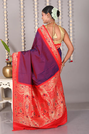 Dual Tone Purple Blended Mashru Silk Saree - Keya Seth Exclusive