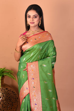 Green Blended Katan Silk Saree - Keya Seth Exclusive