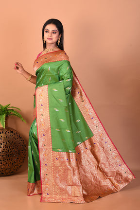Green Blended Katan Silk Saree - Keya Seth Exclusive