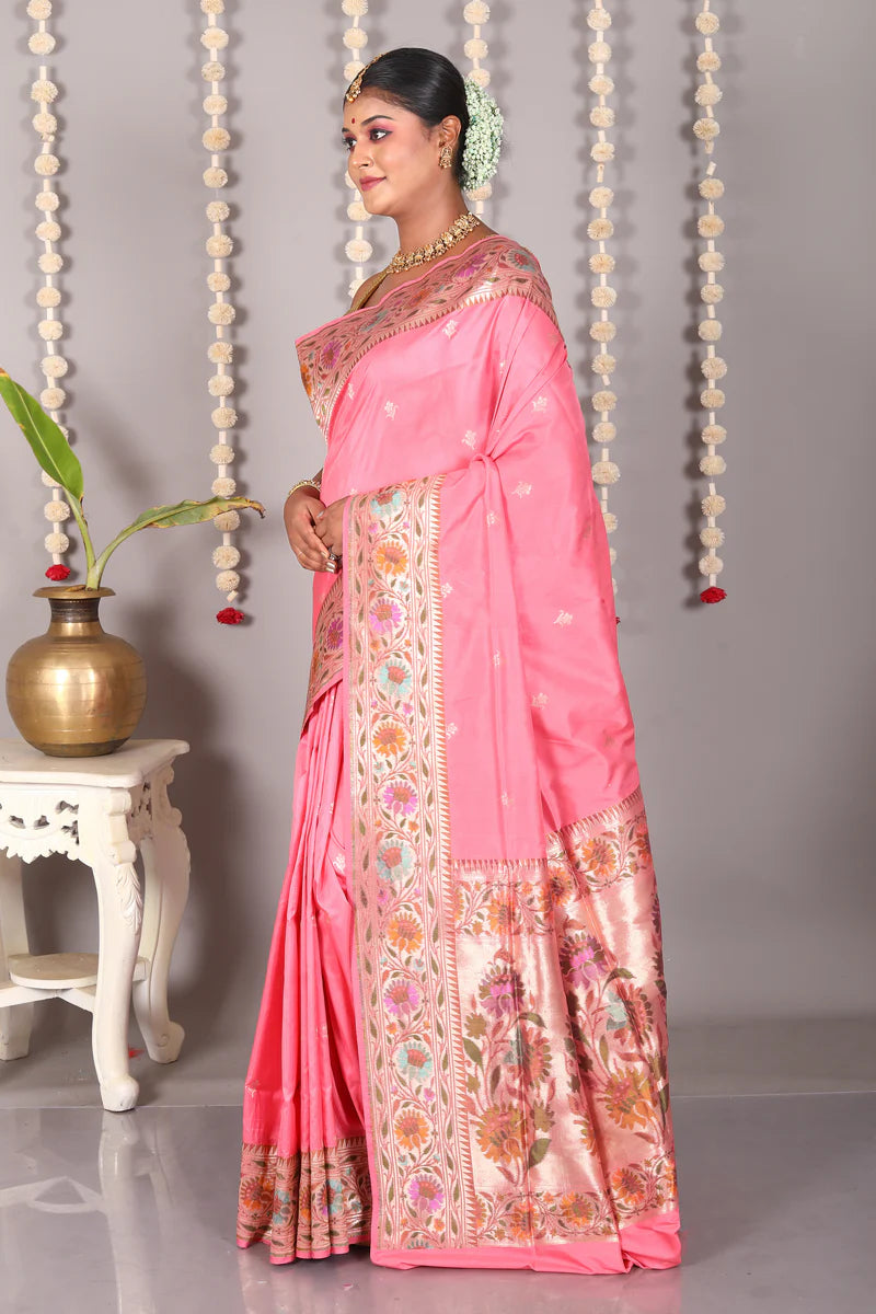 Pink Pure Katan Silk Saree - Keya Seth Exclusive