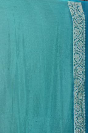 Light Green Khaddi Georgette Saree with Golden Borders - Keya Seth Exclusive