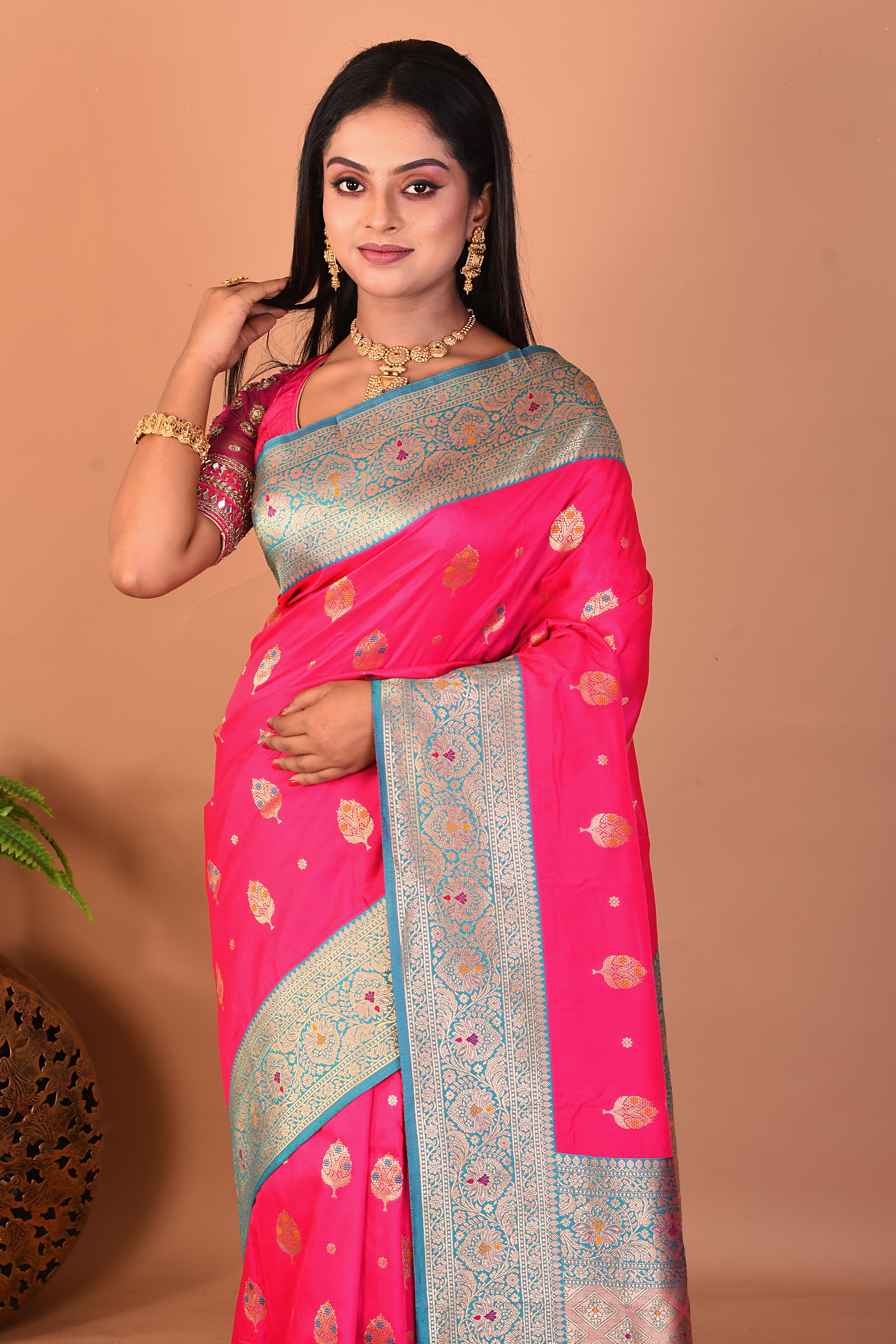 Pink Blended Katan Silk Saree - Keya Seth Exclusive