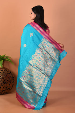 Blue Blended Bomkai Silk Saree - Keya Seth Exclusive