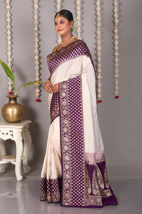 White Pure Katan Silk Saree - Keya Seth Exclusive
