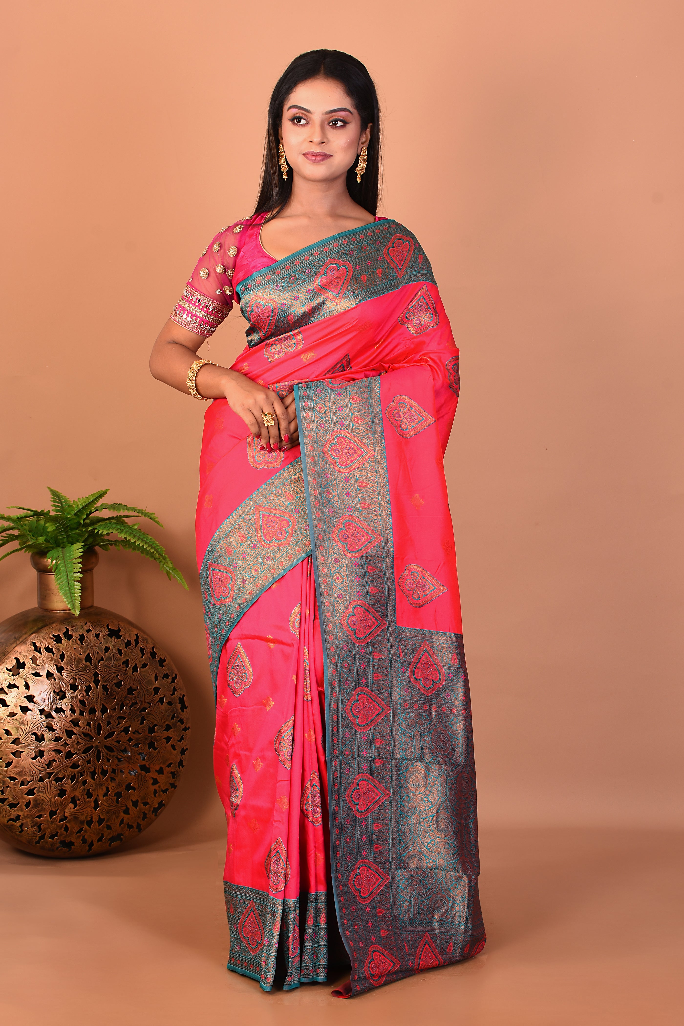 Pink Blended Mushroo Silk Saree - Keya Seth Exclusive