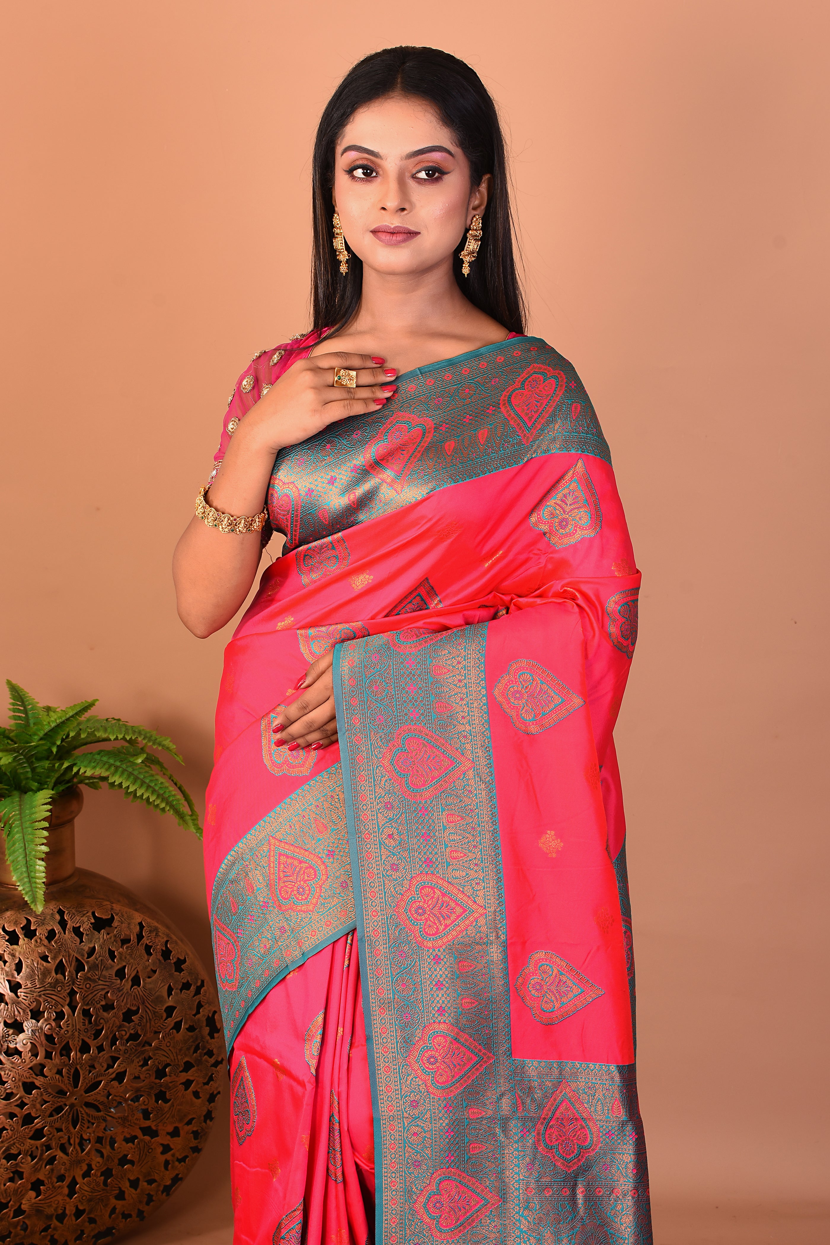 Pink Blended Mushroo Silk Saree - Keya Seth Exclusive