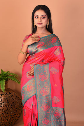 Pink Blended Mushroo Silk Saree - Keya Seth Exclusive