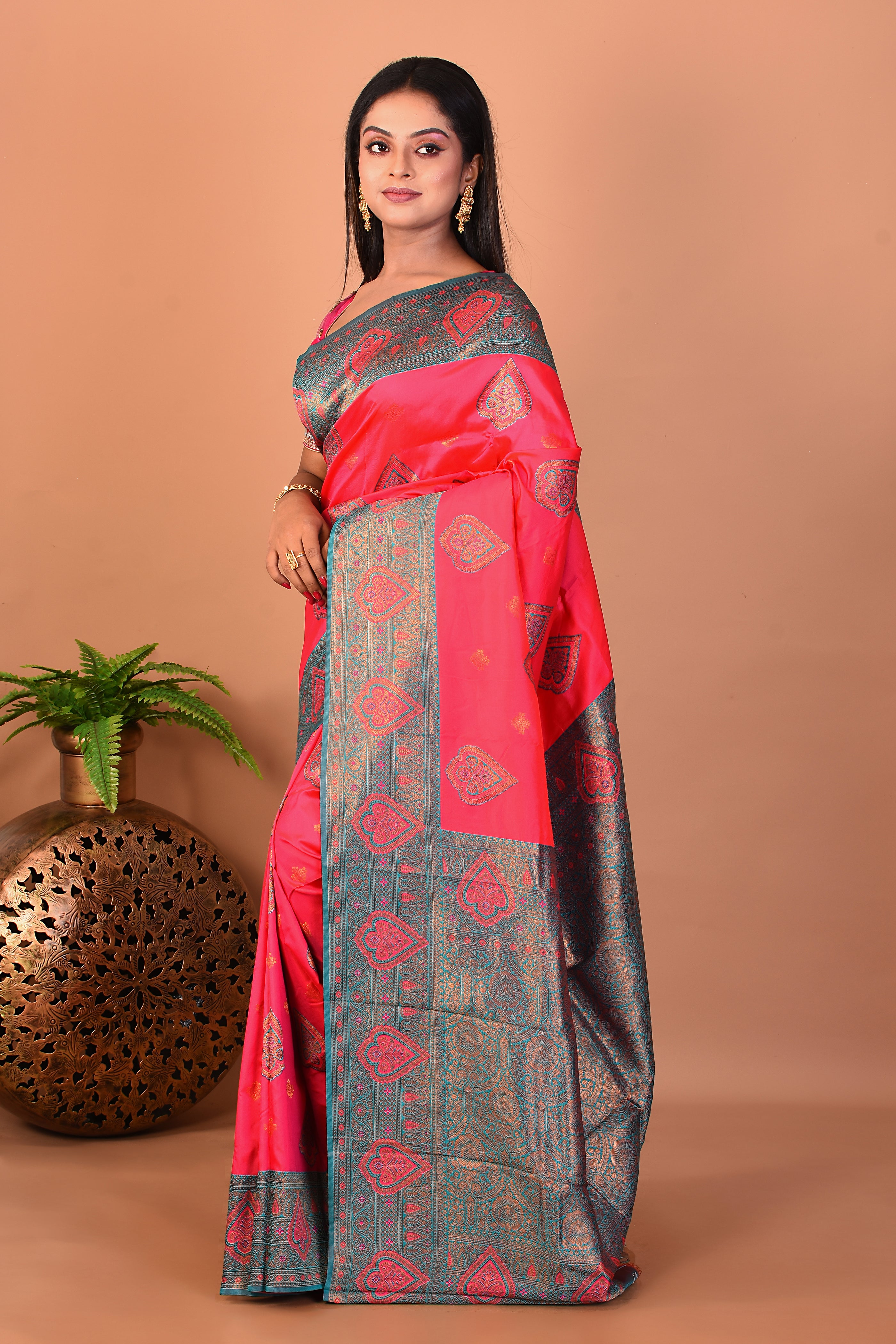 Pink Blended Mushroo Silk Saree - Keya Seth Exclusive