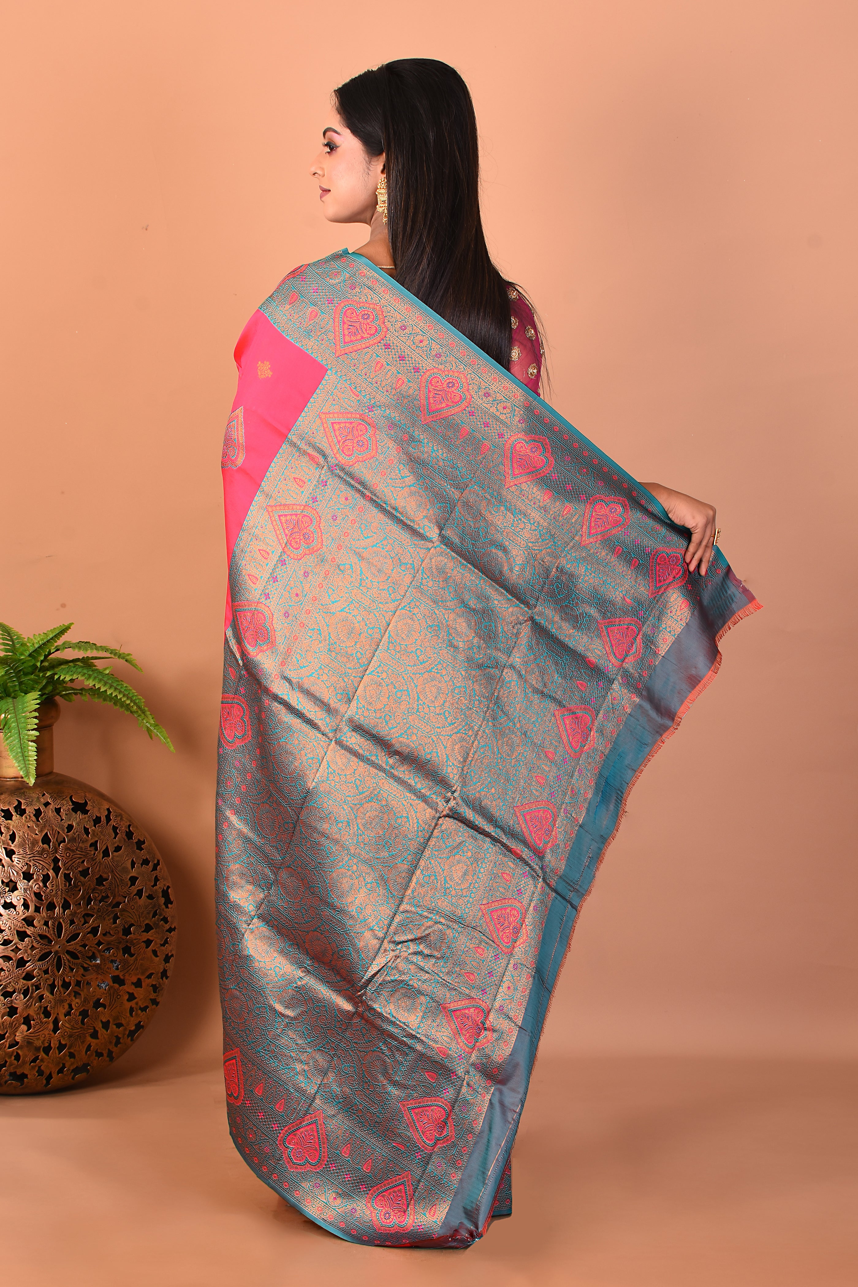 Pink Blended Mushroo Silk Saree - Keya Seth Exclusive