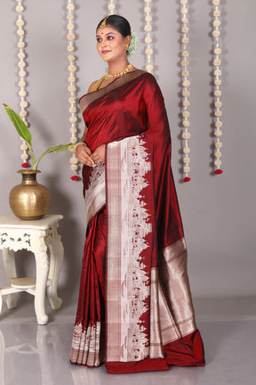 Maroon Pure Katan Silk Saree - Keya Seth Exclusive