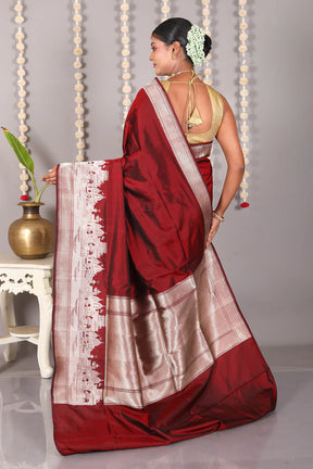 Maroon Pure Katan Silk Saree - Keya Seth Exclusive