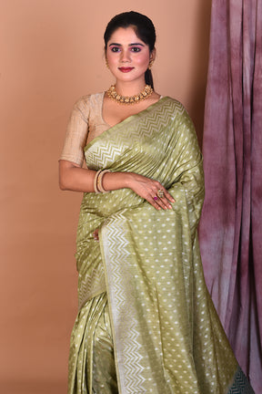 Pesta Green Art Silk Saree with Zari Work - Keya Seth Exclusive