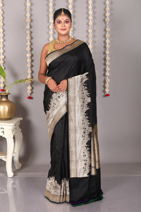 Black Pure Katan Silk Saree - Keya Seth Exclusive