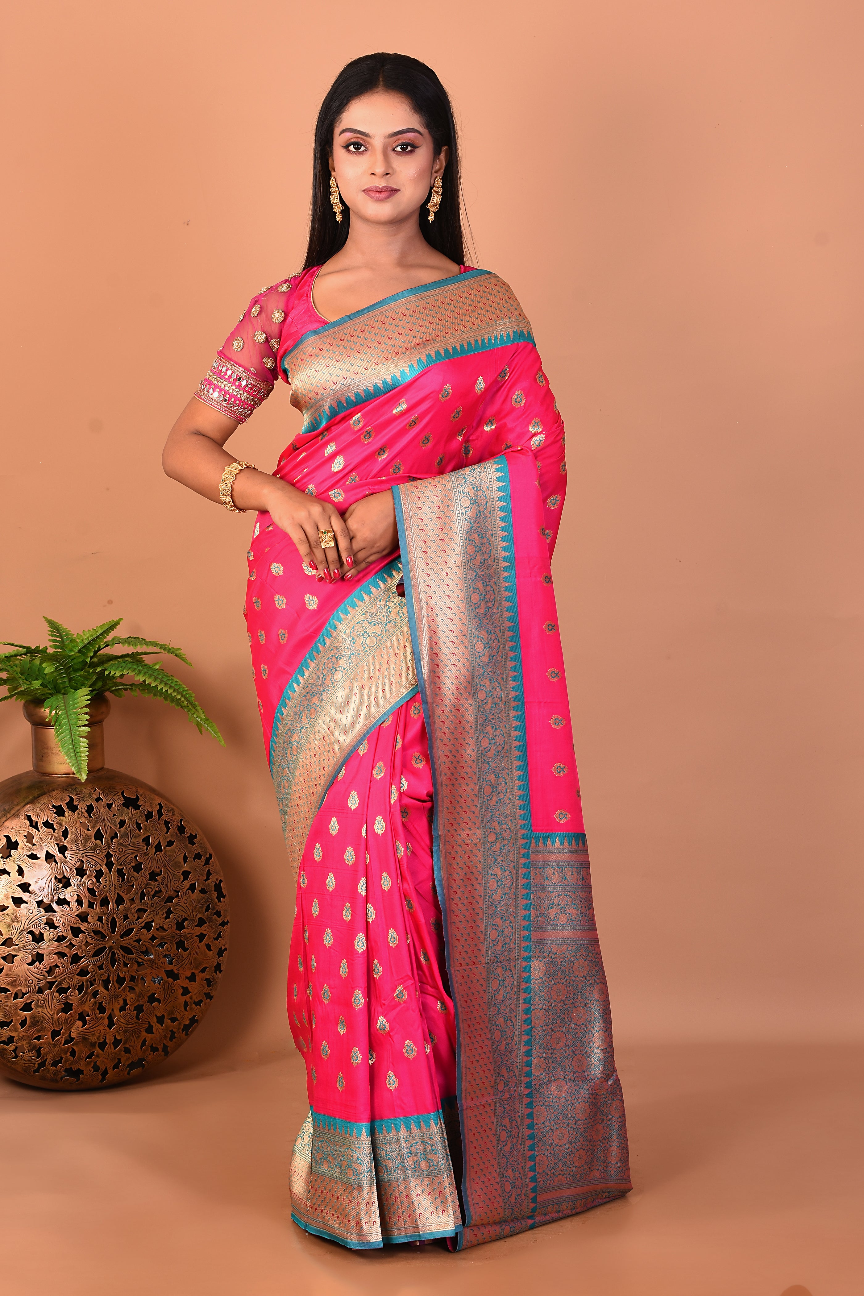 Pink Blended Katan Silk Saree - Keya Seth Exclusive