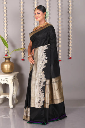 Black Pure Katan Silk Saree - Keya Seth Exclusive
