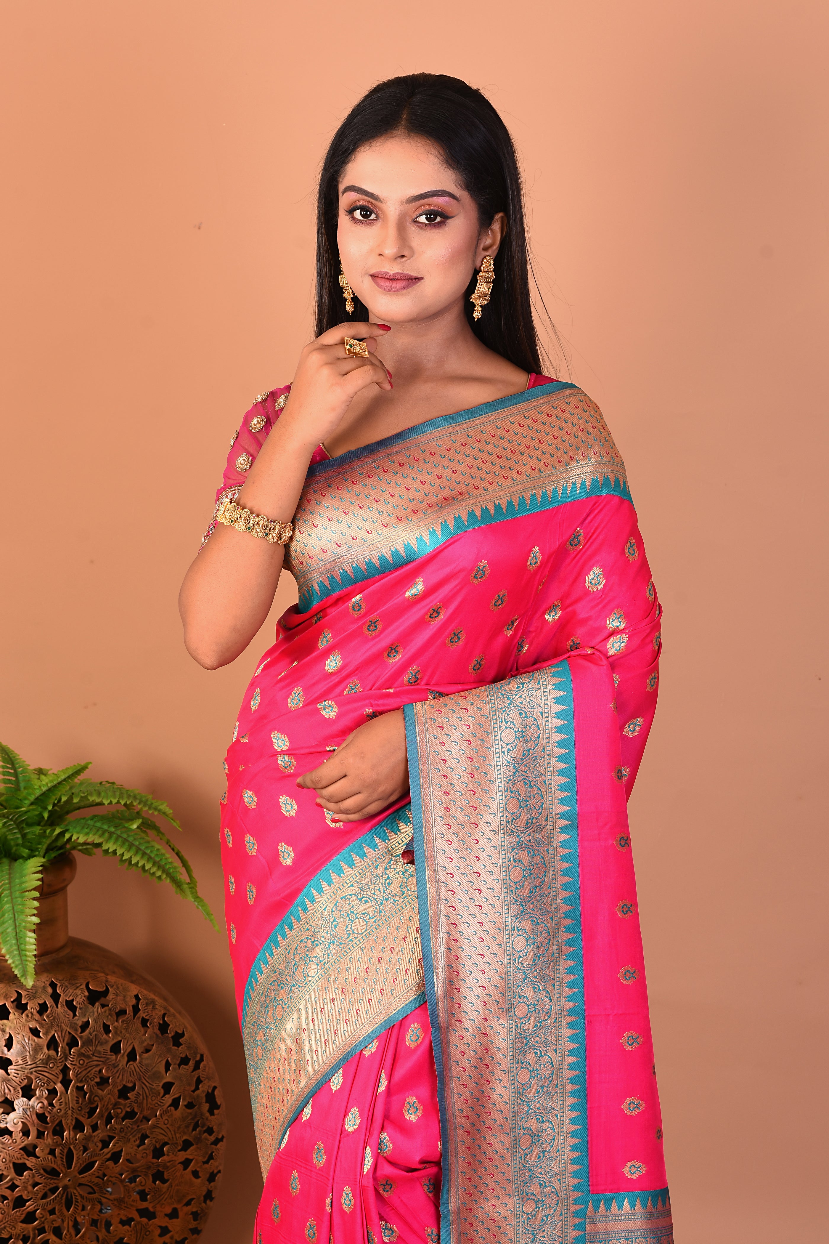 Pink Blended Katan Silk Saree - Keya Seth Exclusive