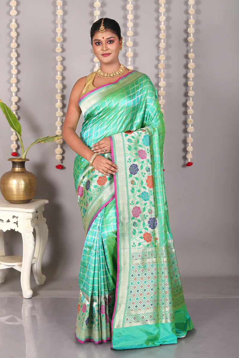 Green Pure Katan Silk Saree - Keya Seth Exclusive