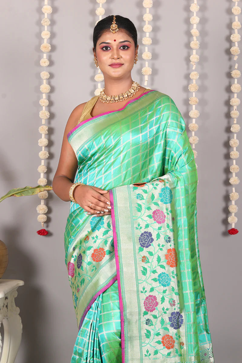 Green Pure Katan Silk Saree - Keya Seth Exclusive
