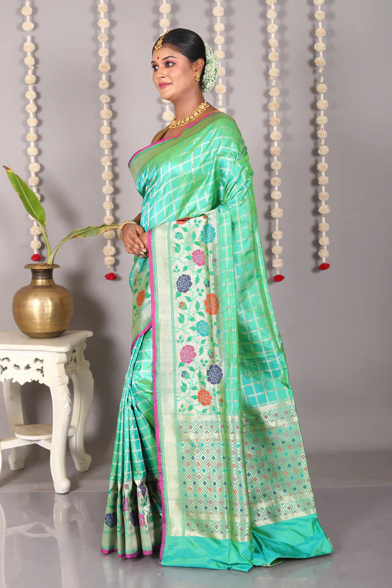 Green Pure Katan Silk Saree - Keya Seth Exclusive