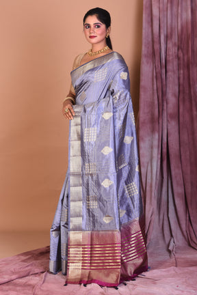 Grey Art Silk Saree with Zari Work - Keya Seth Exclusive