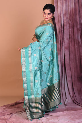 Sea Green Art Silk Saree with Zari Work - Keya Seth Exclusive