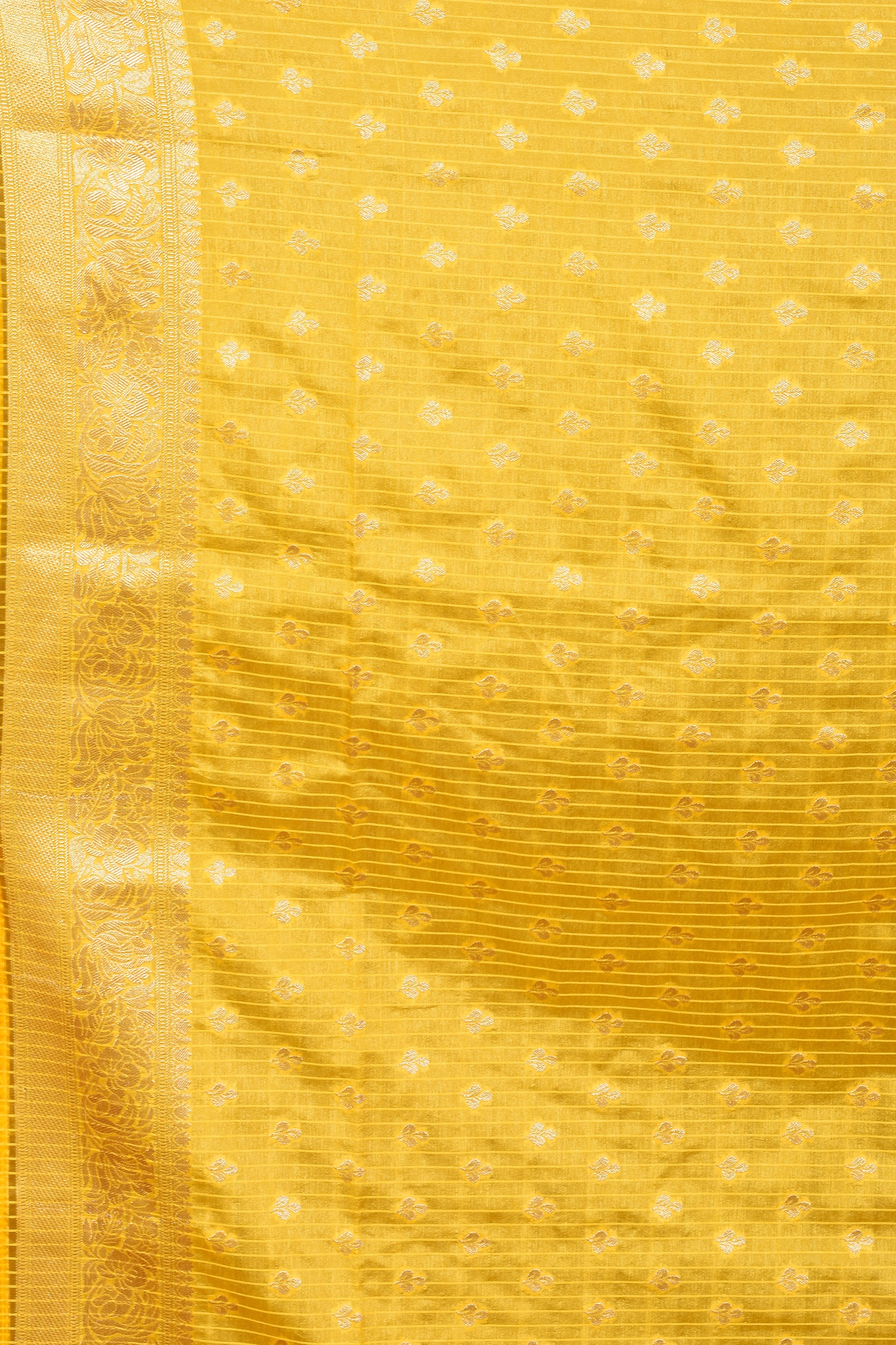 Peach Blended Silk Saree with Yellow Borders - Keya Seth Exclusive