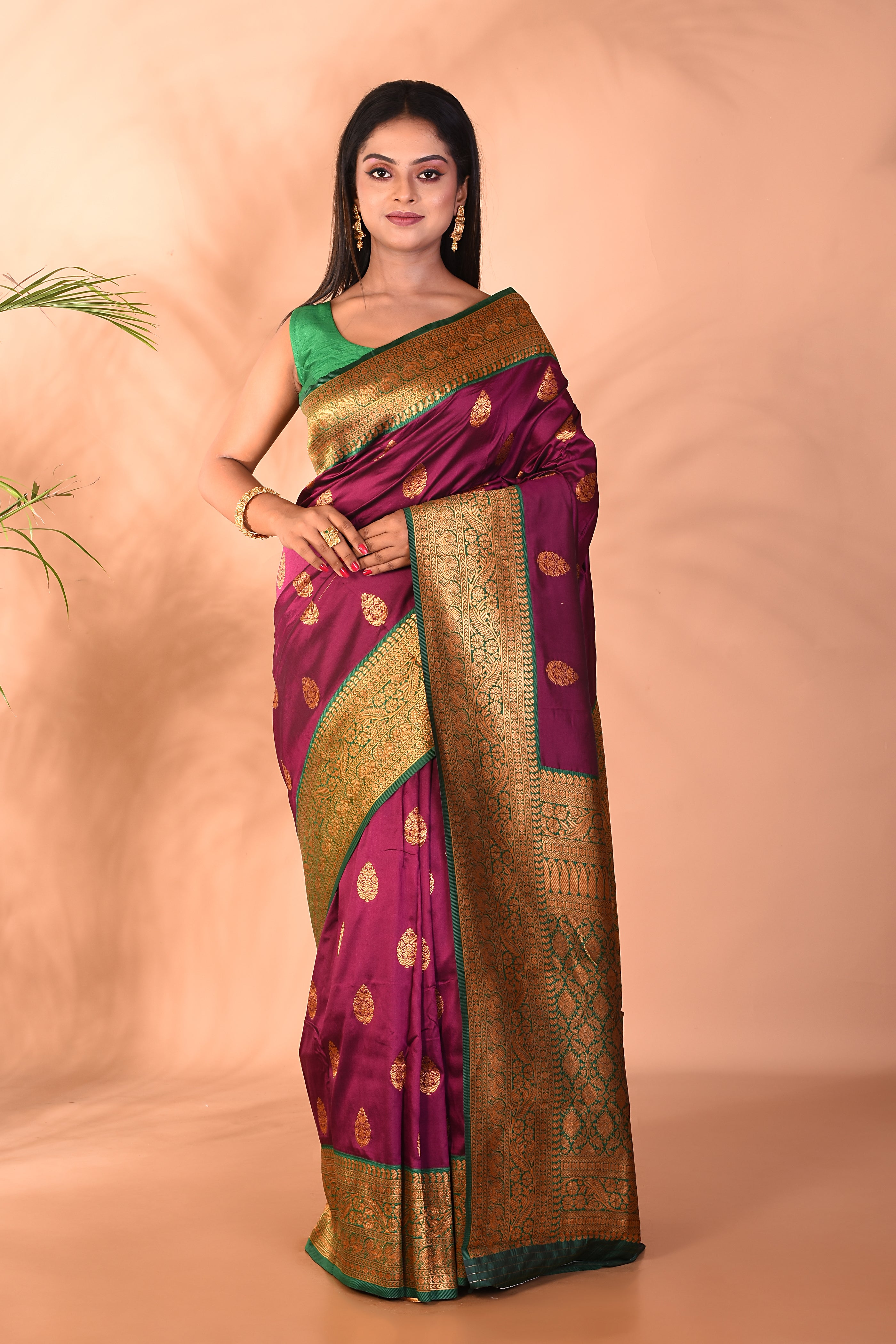 Deep Purple Blended Katan Silk Saree - Keya Seth Exclusive