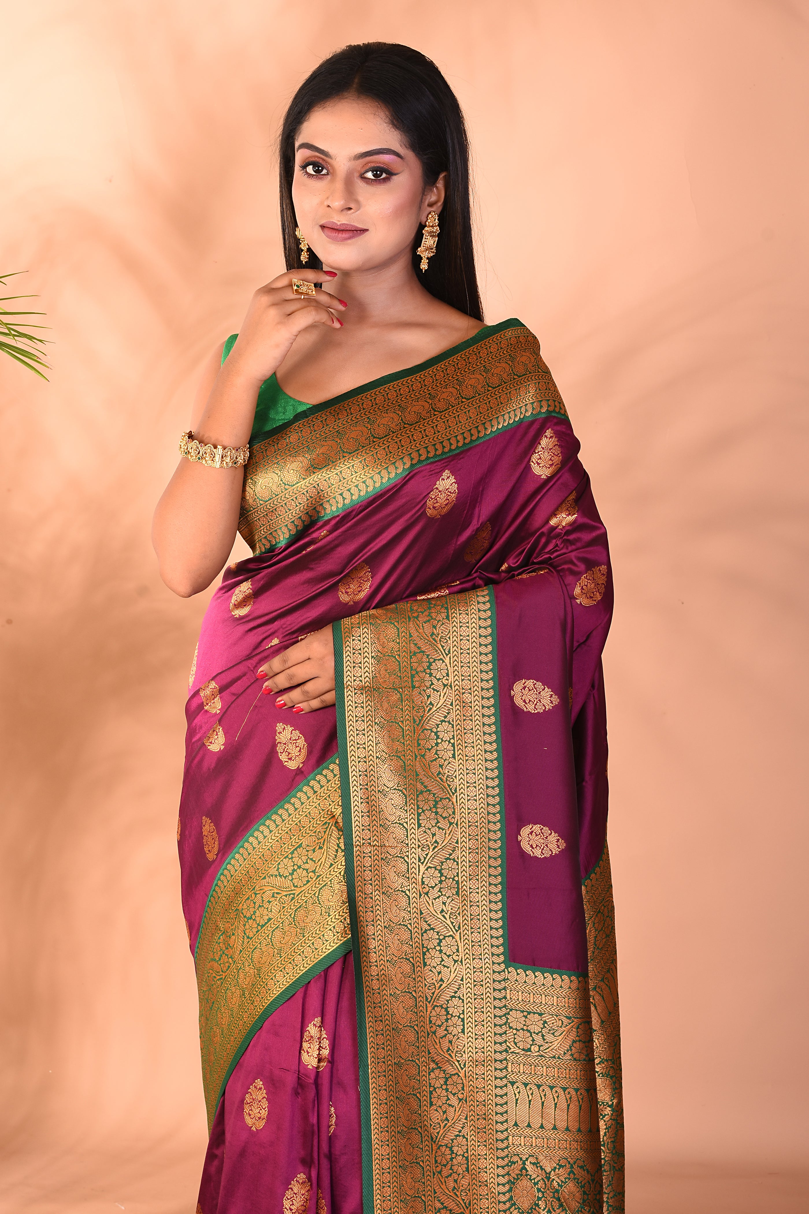 Deep Purple Blended Katan Silk Saree - Keya Seth Exclusive