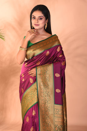 Deep Purple Blended Katan Silk Saree - Keya Seth Exclusive