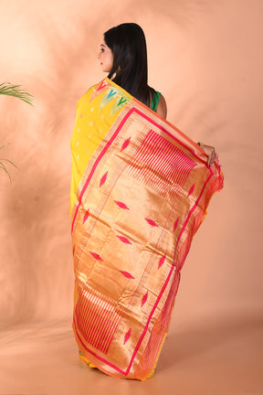 Yellow Blended Katan Silk Saree - Keya Seth Exclusive