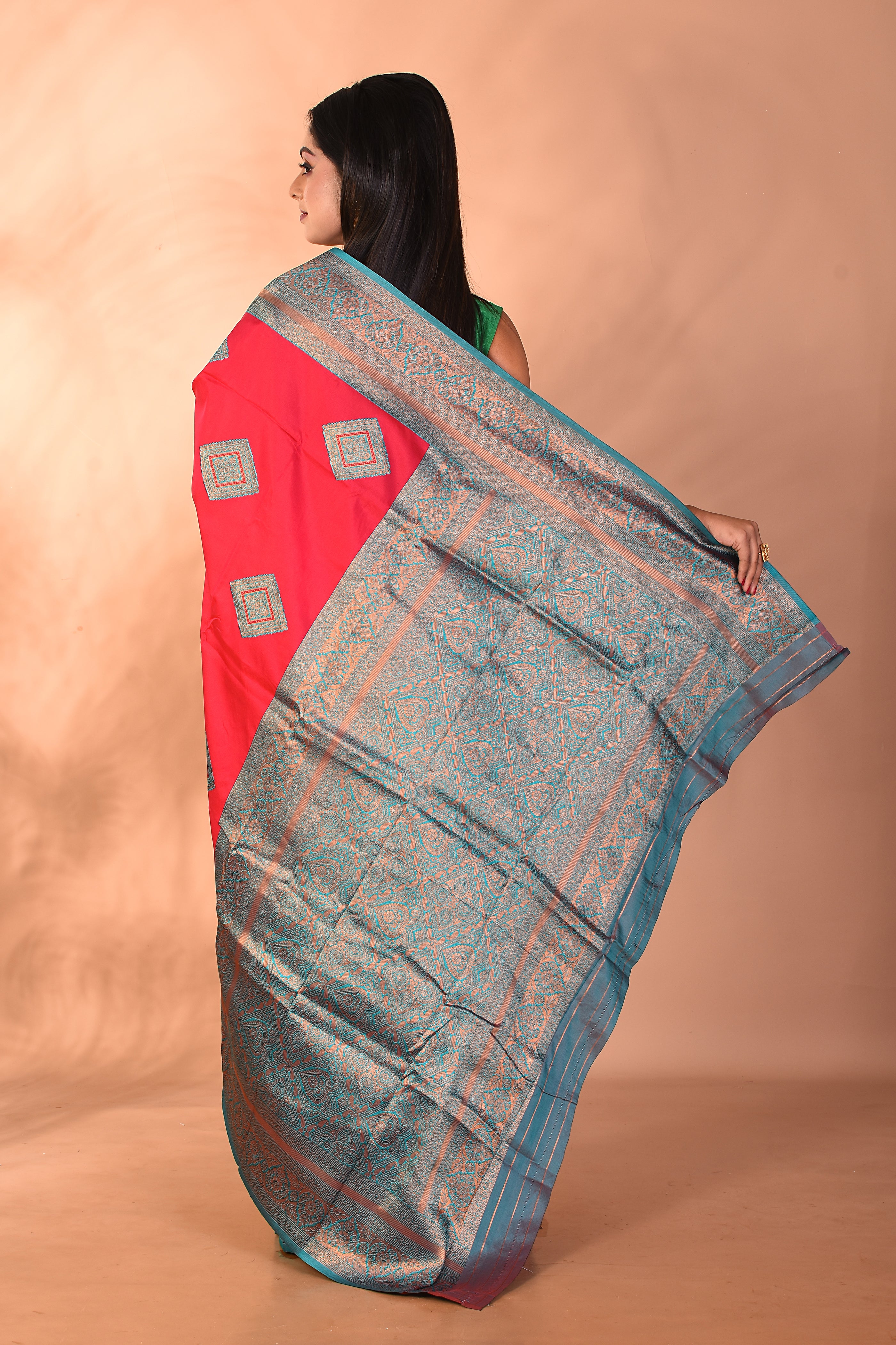 Maroon Blended Katan Silk Saree - Keya Seth Exclusive