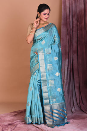 Light Blue Art Silk Saree with Zari Work - Keya Seth Exclusive