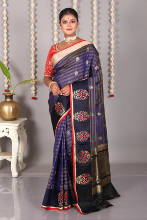 Deep Blue Pure Katan Silk Saree - Keya Seth Exclusive