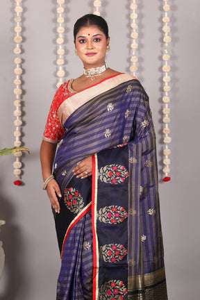 Deep Blue Pure Katan Silk Saree - Keya Seth Exclusive